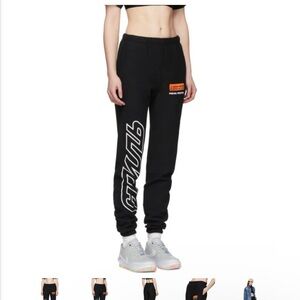 Heron Preston Black Joggers with White and Orange Accents
